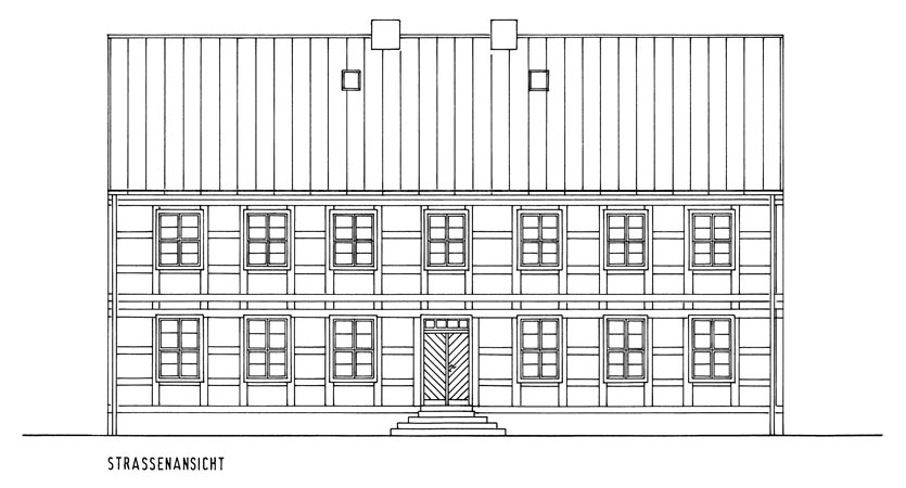 Plan 1 zu: BSN. Sanierung "Kasernenstuben" - denkmalgerechte Sanierung und Dachgeschossausbau eines Baublocks der ehemaligen "Kasernenstuben" zu sechs Eigentumswohnungen, Neuruppin, 1997-1999, Architekt: Jo Sollich