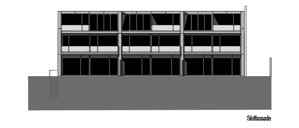Plan 2 zu: EAB. Neubau von drei Einfamilienhäusern - Baugruppe im KfW 60-Standard, Berlin-Steglitz/Zehlendorf, 2003-2005, Architekt: Jo Sollich