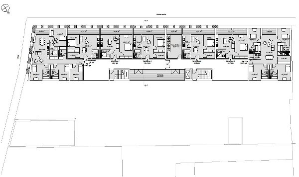 Grundriss 3. OG Entwurf betreutes Wohnen Luckenwalde, Sollich Architekten 
 Sollich Architekten