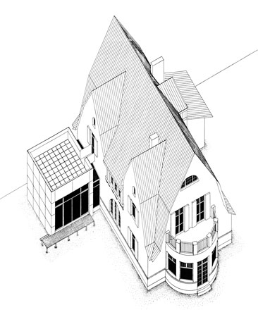 Plan 1 zu: MSB. Erweiterung einer Villa in Zehlendorf - Neubau eines Sichtbetonwürfels an eine Villa aus der Jahrhundertwende, Berlin-Zehlendorf, 1997, Architekt: Jo Sollich