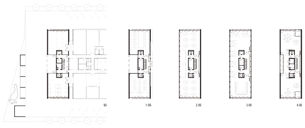 Plan 1 zu: TES-2. Erweiterung für TES Frontdesign - Errichtung eines fünfgeschossigen Produktions- und Verwaltungsgebäudes, Neuruppin, 2000-2002, Architekt: Jo Sollich