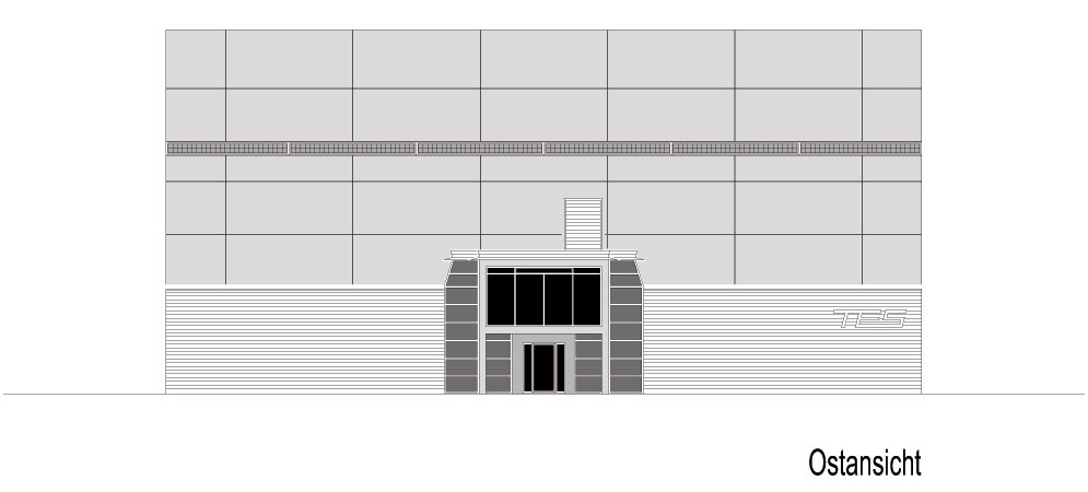 Plan 6 zu: TES-2. Erweiterung für TES Frontdesign - Errichtung eines fünfgeschossigen Produktions- und Verwaltungsgebäudes, Neuruppin, 2000-2002, Architekt: Jo Sollich